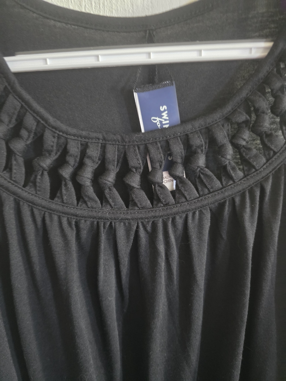Black Knotted Yoke Knit Cover Up